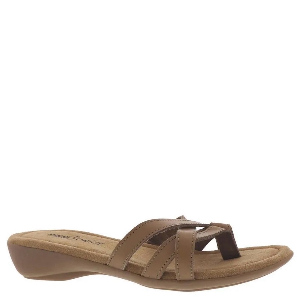 Minnetonka Sunny Women’s Honey Tan Leather Flip Flop Thong Sandals Size 12N